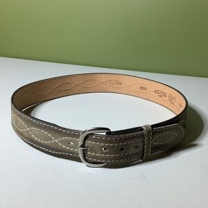 Vintage Lyntone gray/tan cowhide belt, size 36
